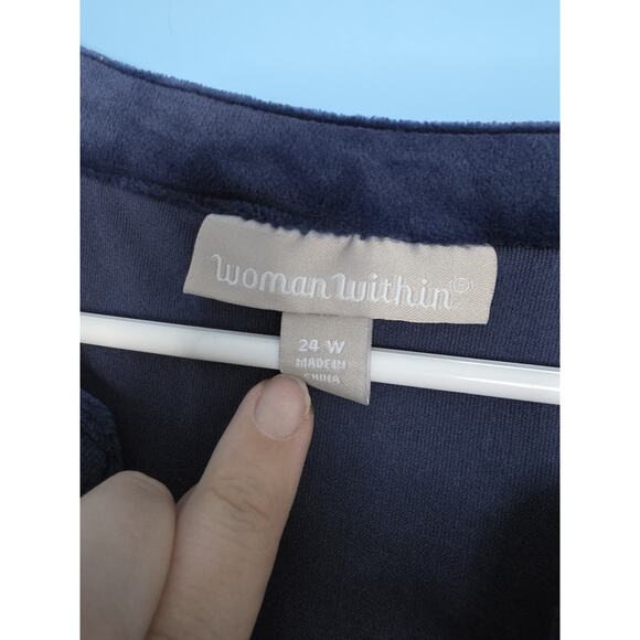 Woman Within Blue Velvet Pocket V Neck Maxi Dress Women's Plus Size 24W - Picture 5 of 6